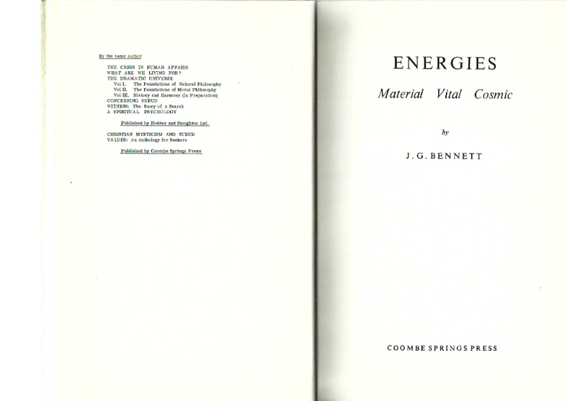 Bennett, J.G. Energies