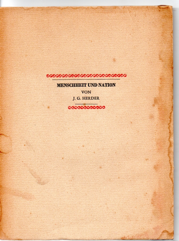 Herder, J.G. Menschheit und Nation