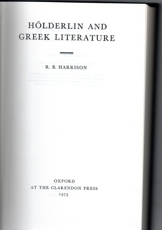 Harrison, R.B. Holderin and Greek Literature