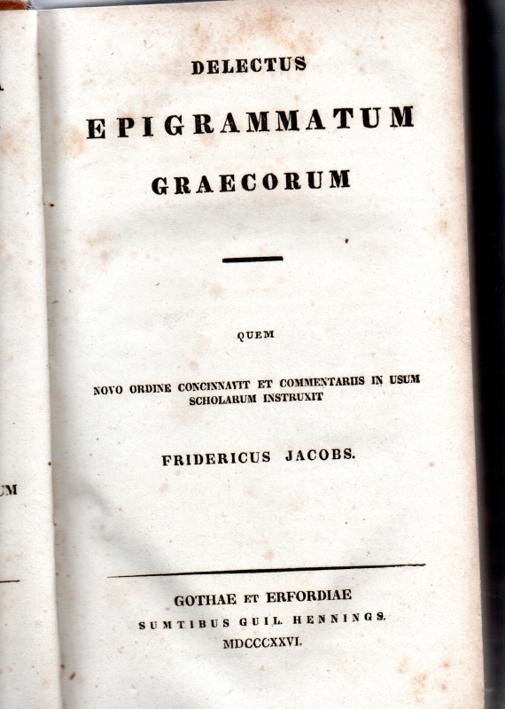 Jacobs, Friedrich Delectus Epigramatum Graecorum