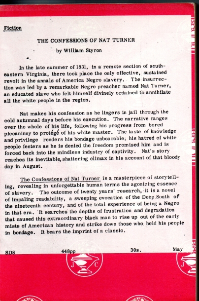 Styron, William The Confessions of Nat Turner ( uncorrected proof copy)