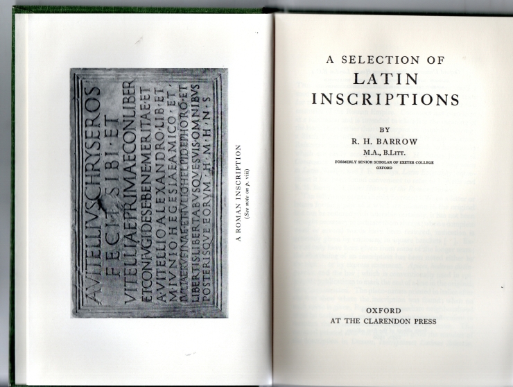 Barrow, R.H. A. Selection of Latin Inscriptions