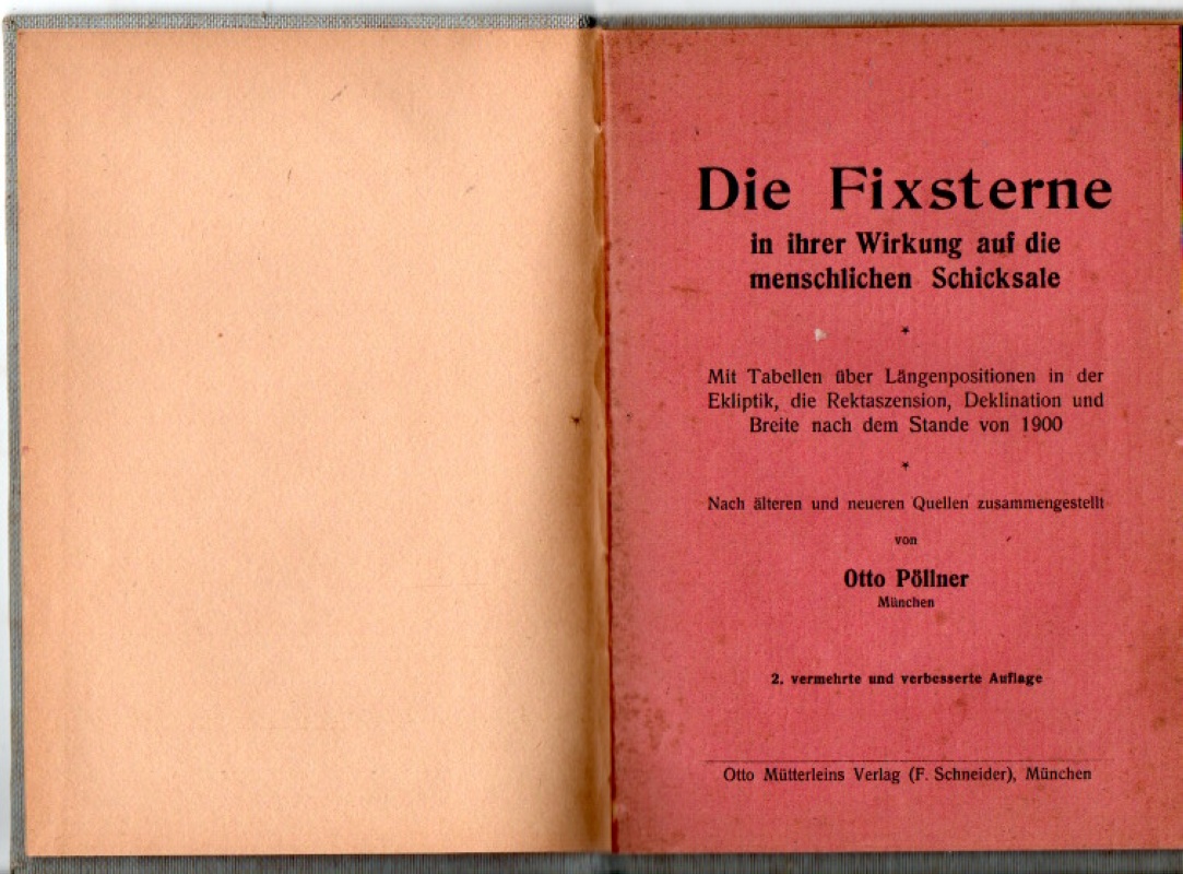 Pollner, Otto Die Fixsterne, in ihrer Wirkung auf die menschlichen Schicksale