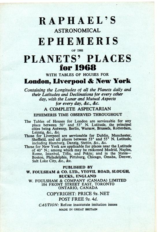 Raphael's Astronomical Ephemeris of the Planet's Places 1880- 1900 in 1 band